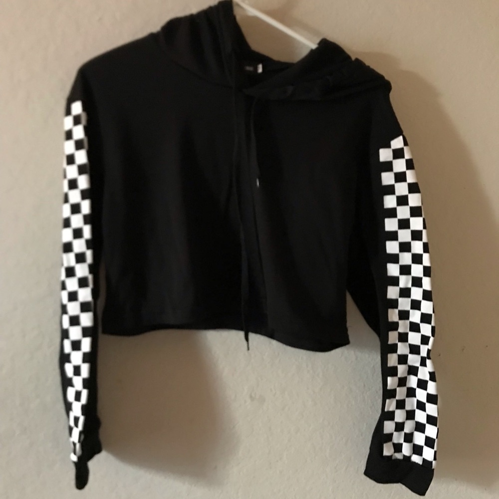Cropped Checkered Hoodie